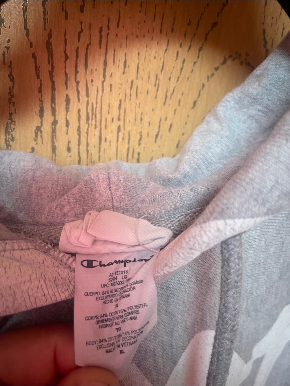 Champion Light Gray Oversized Script Logo Pullover Hoodie - Picture 2 of 3